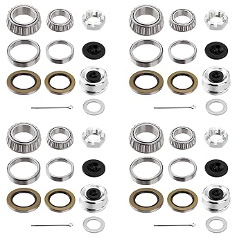 4 Sets Trailer Hub Wheel Bearing Kit 25580/25520 LM67048/LM67010 with Grease Seal 10-36 or 10-10, Fit for 5200-6000 lbs Tandem Axles #D42 Spindle