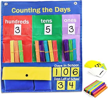 Place Value Charts & Counting Caddie Pocket Chart for Classroom Hundreds, Tens, Ones