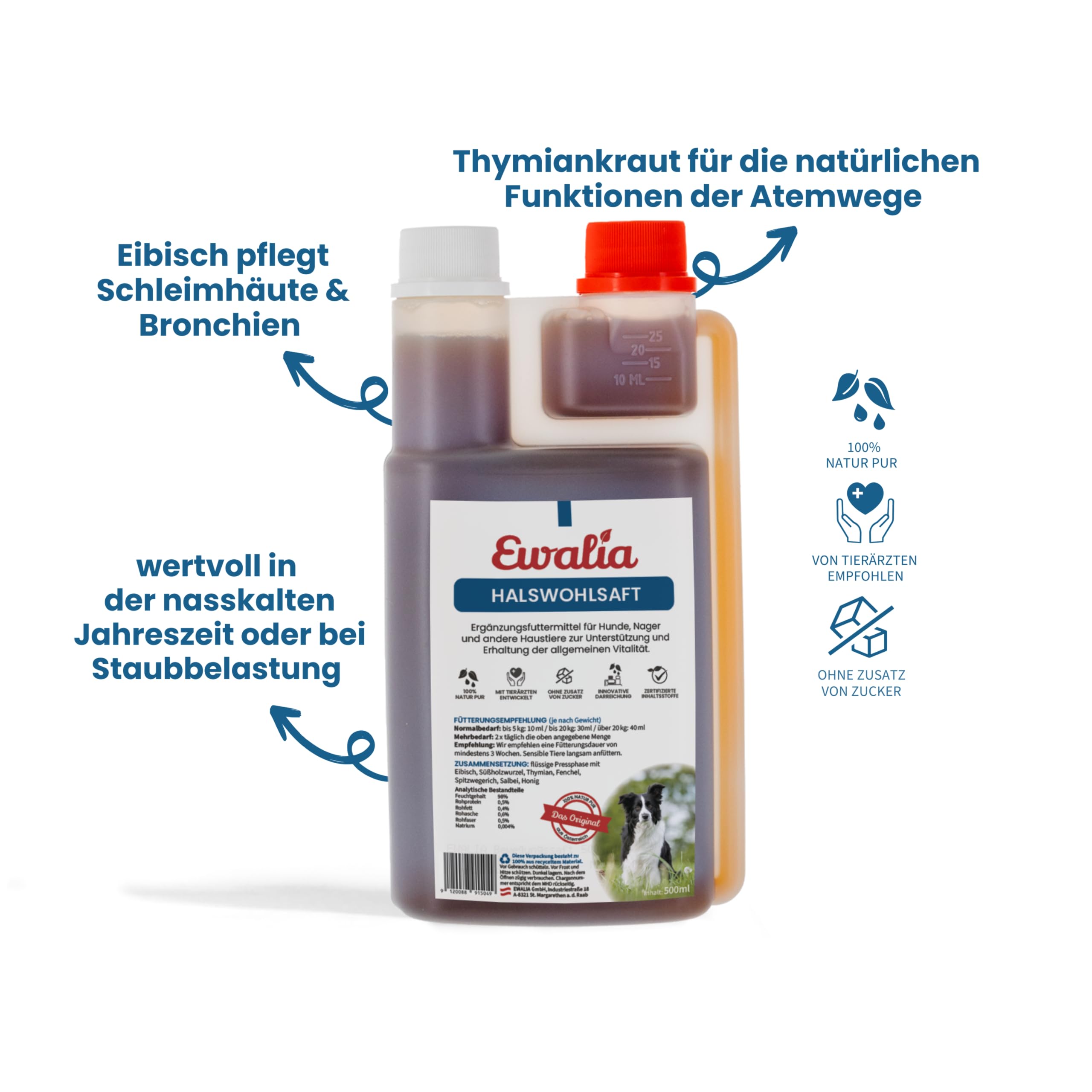 Ewalia Zumo de cuello para mascotas, 500 ml.