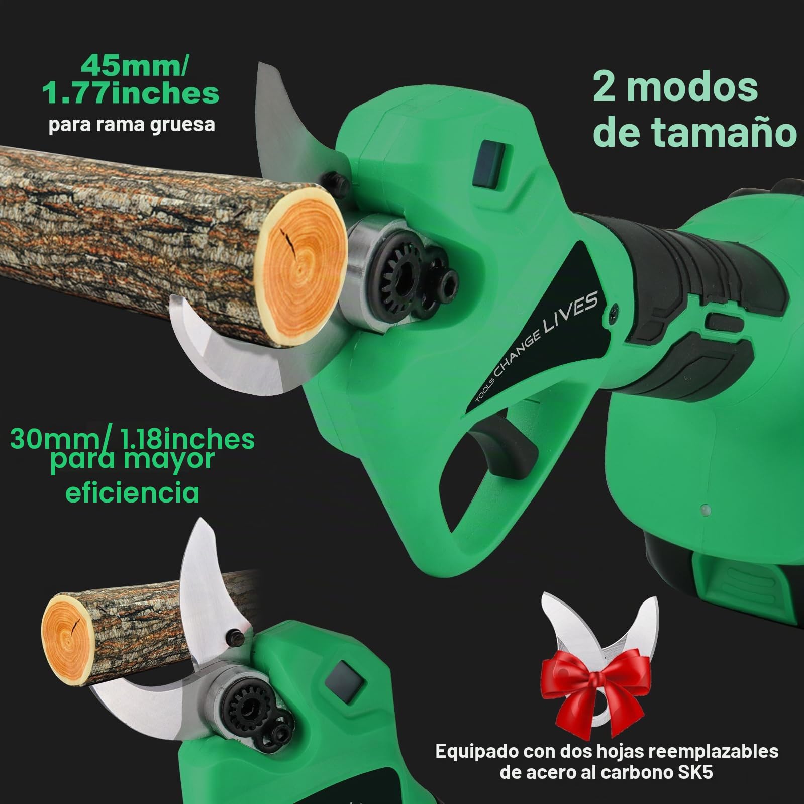 45mm Tijeras De Podar Electricas: Tijera podar telescopica 45-30mm Ajustables Hoja SK7 - Tijeras de podar telescópicas con 2 baterías de 21 V/2000 mAh - Tijeras de Podar Bateria para Jardinería,Olivos