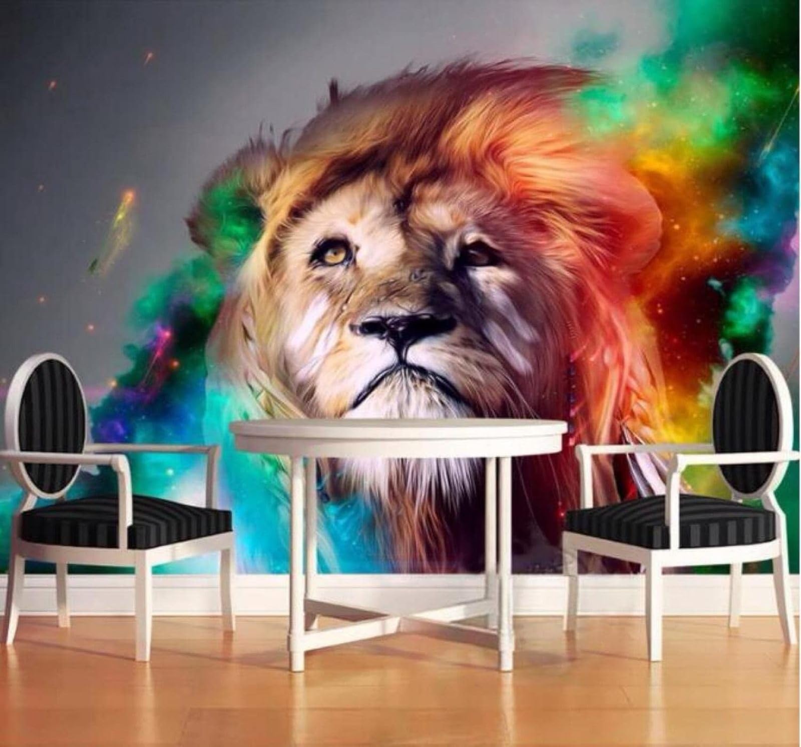 Xlming 400Cm×280Cm(B×H) Minimalist Hand Drawn Watercolour Lion Unique 3D Wallpaper Luxury Silk Study Dining Feature Sofa Grey Bedroom Living Room Tv Decorative Wall-400Cm×280Cm