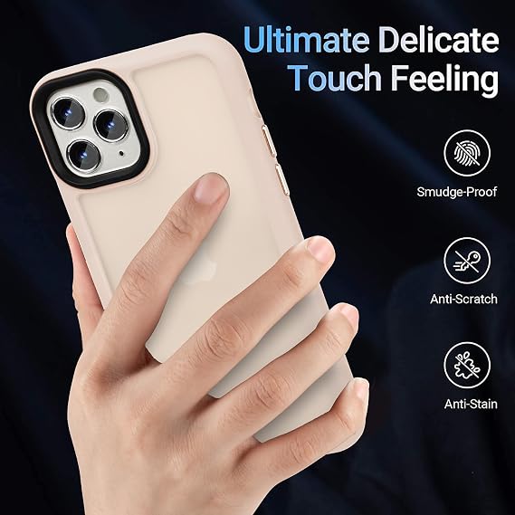 Yriklso for iPhone 11 Pro Max Case, Military Grade Drop Protection, Translucent Hard Back Case - Frosted Pink