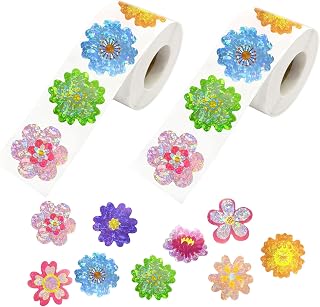 1000Pcs Glittering Flower Sticker for Art Craft Classroom Reward Notebook Water Bottle Gift Packaging Embellishment Stereoscopic Transfers