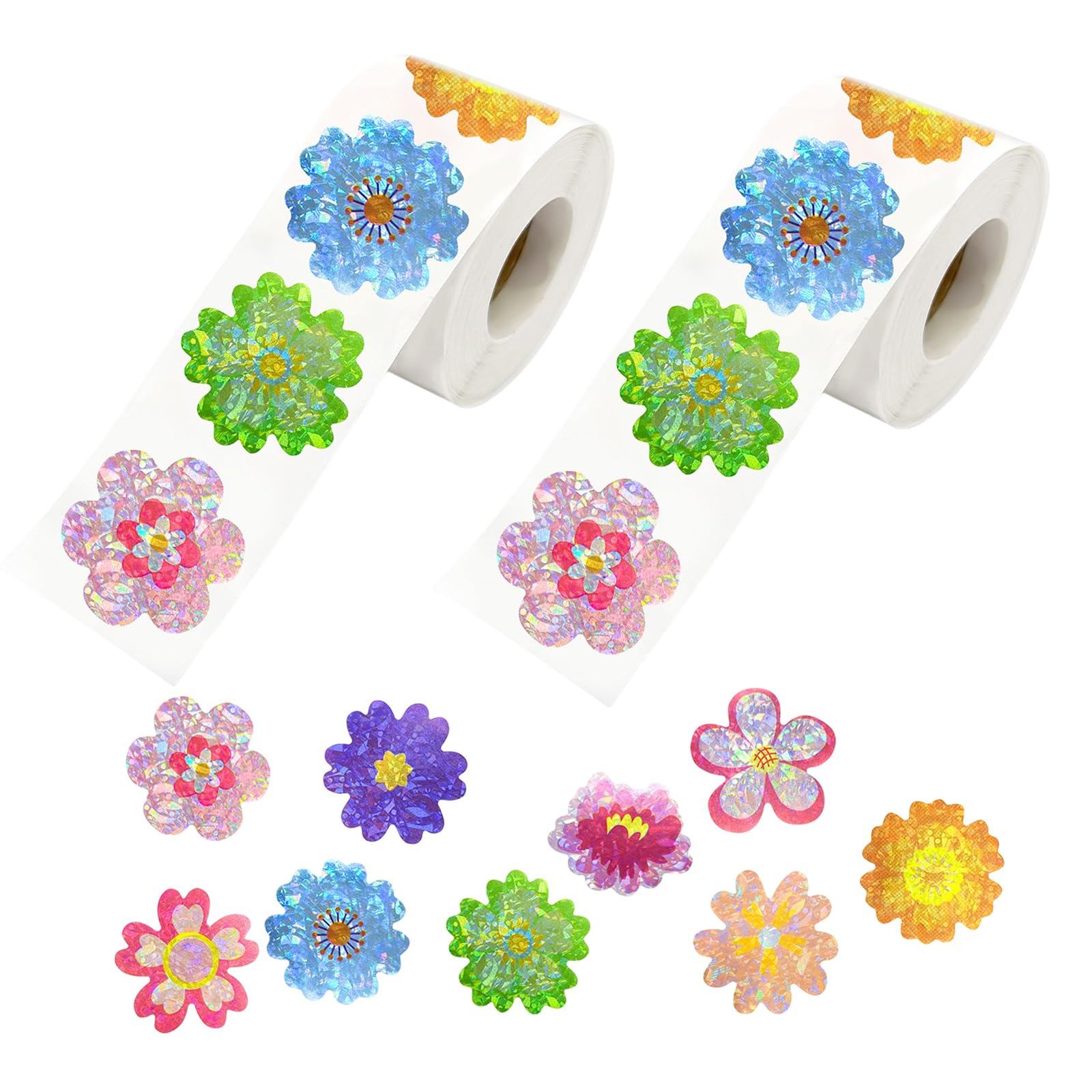 1000Pcs Shimmering Flower Sticker Decorative Sealing Sticker Label for Scrapbooking Gift Wrapping Classroom Reward Colorful Flower Transfers