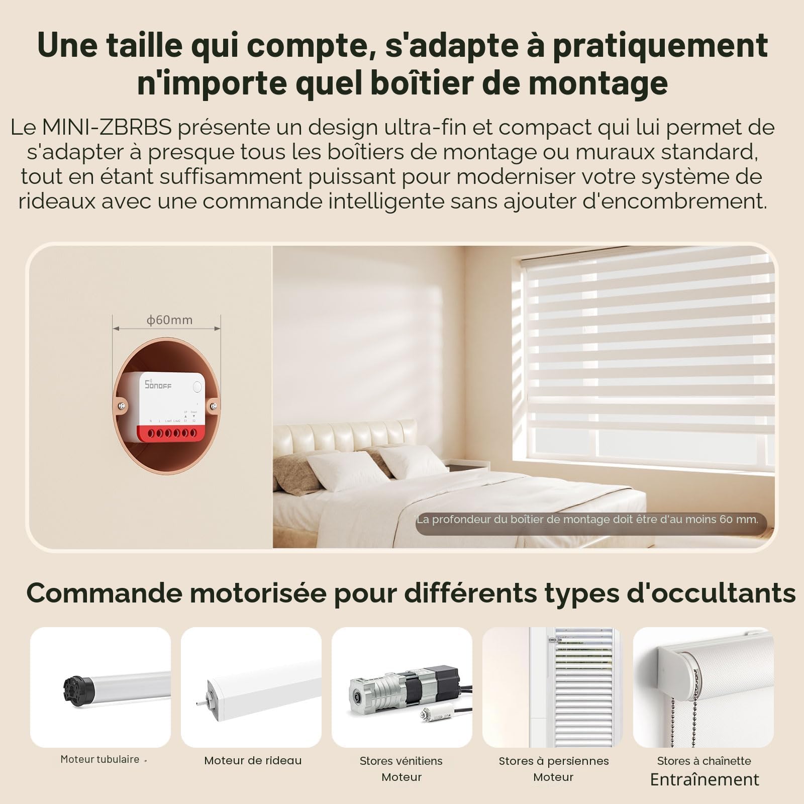 SONOFF Interrupteur Zigbee MINI-ZBRBS pour Volet Roulant, Contrôle en Pourcentage, Compatible Alexa/Google Assistant