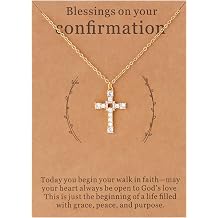 Lcherry Cross Necklace for Women Gold-plated Cubic Zirconia Faith Cross Pendant Necklace Christian Baptism Confirmation Gifts for Women