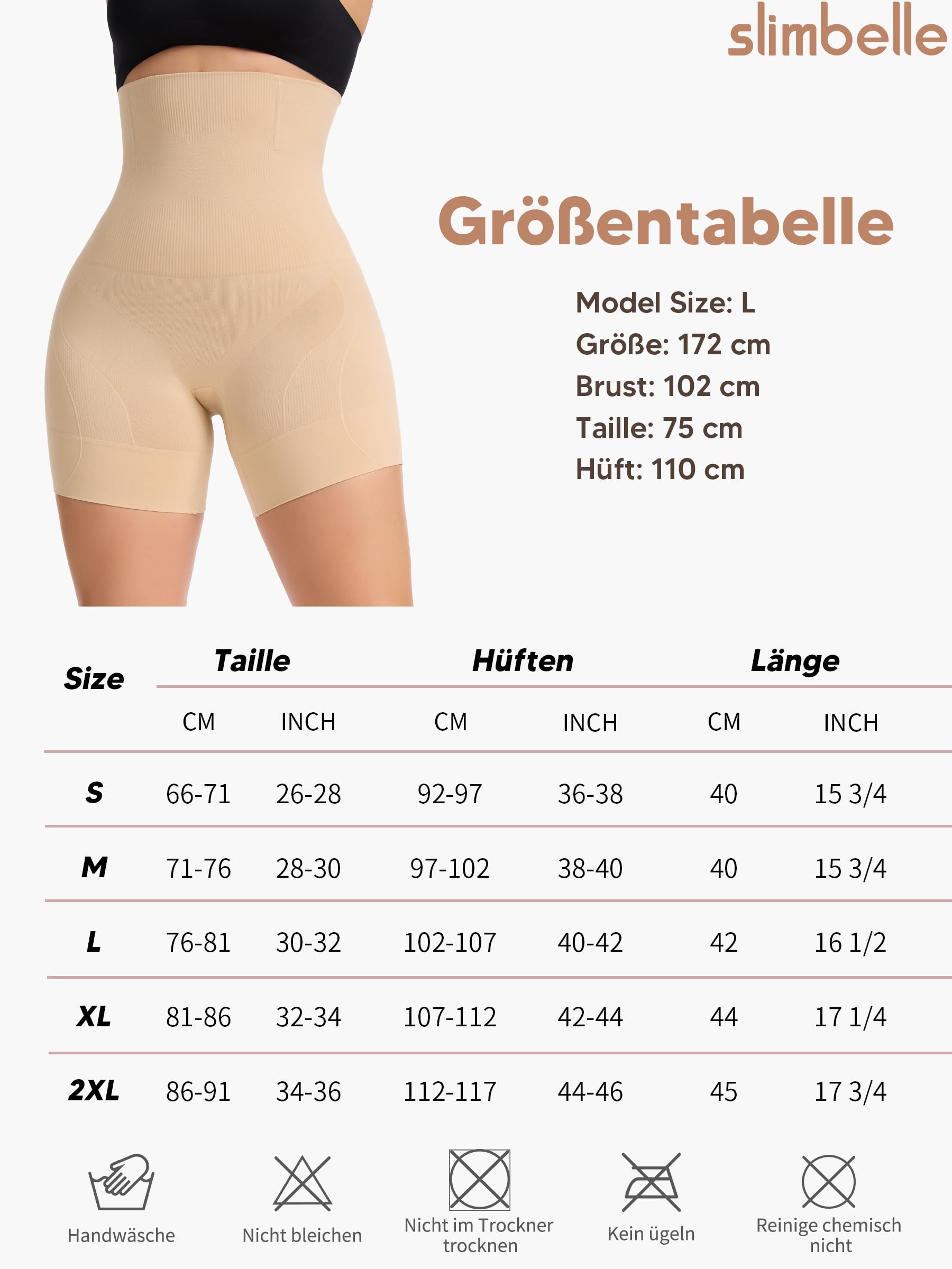 SLIMBELLE Damskie majtki wyszczuplające brzuch, wysoka talia, bielizna modelująca figurę, majtki silnie formujące, bezszwowe szorty modelujące sylwetkę