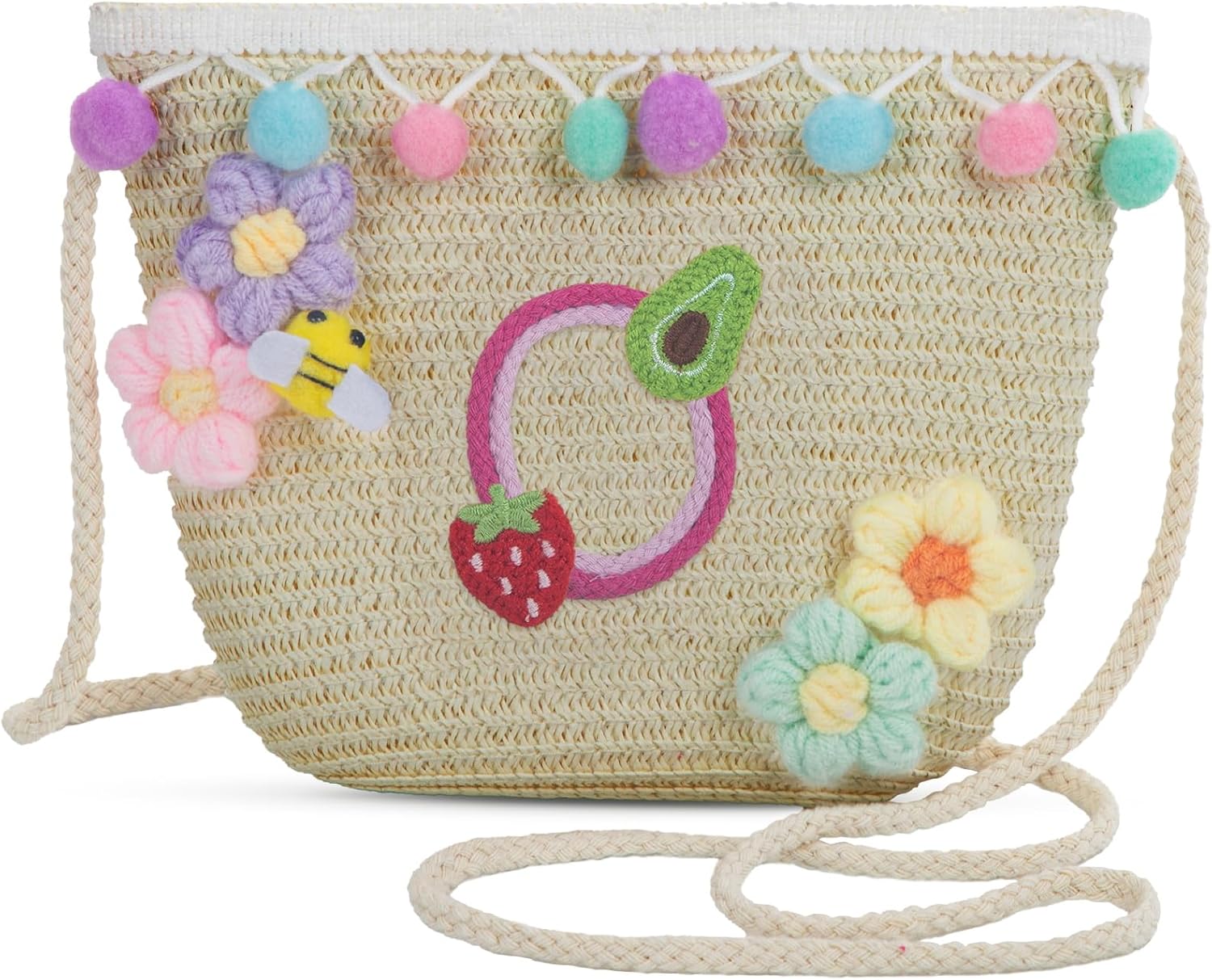 Letter Small Woven Straw Summer Beach Tote Bag for Women 2025,Woven Straw Beach Purse Shoulder Crossbody Bag for Women 2025