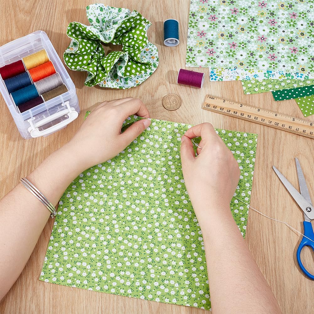 PH PandaHall 70pcs Green Cotton Fabric Squares Quilting Squares, 10x10 Inch image 3