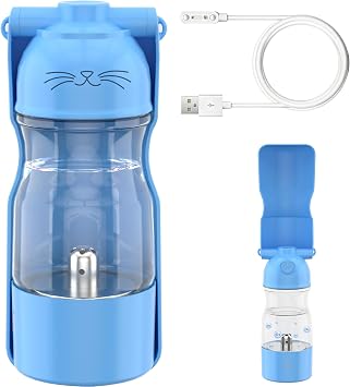 Amerisun Portable Dog Water Bottle with Ozone Purification - Active Oxygen Puppy Water Bowl & Dispenser for Travel, Improves Taste and Boosts Immunity for Pet Health Care Water Bottle Blue
