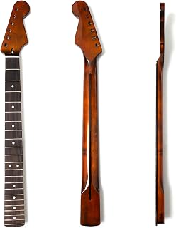 Premium Maple Guitar Neck for Fender Strat-Style Guitars, Canadian Maple with Rosewood Fingerboard, Adjustable Truss Rod, 22 Medium Jumbo Frets,Bone Nut