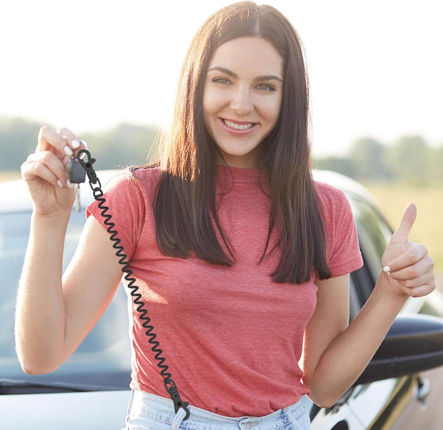 PATIKIL Retractable Coil Springs Keychain, Anti-lost Key Chain Holder Lanyard Cord with Plastic Lobster Clasp for Keys Wallet - Image 5