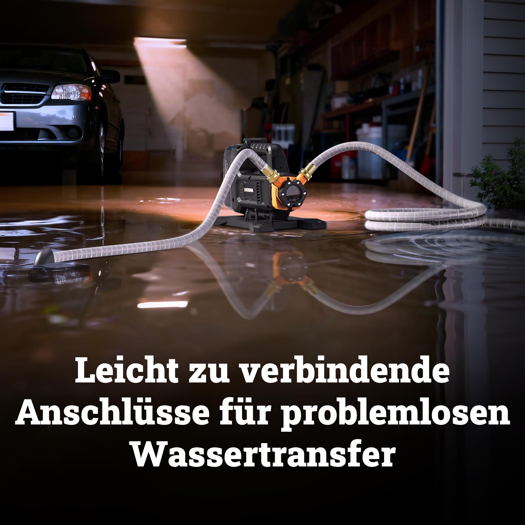 WORX WG830E, Akku-Transferpumpe 20V, inkl. Akku & Ladegerät, PowerShare | Wasserpumpe mit 1300 L/h Förderleistung und 10 m Förderhöhe