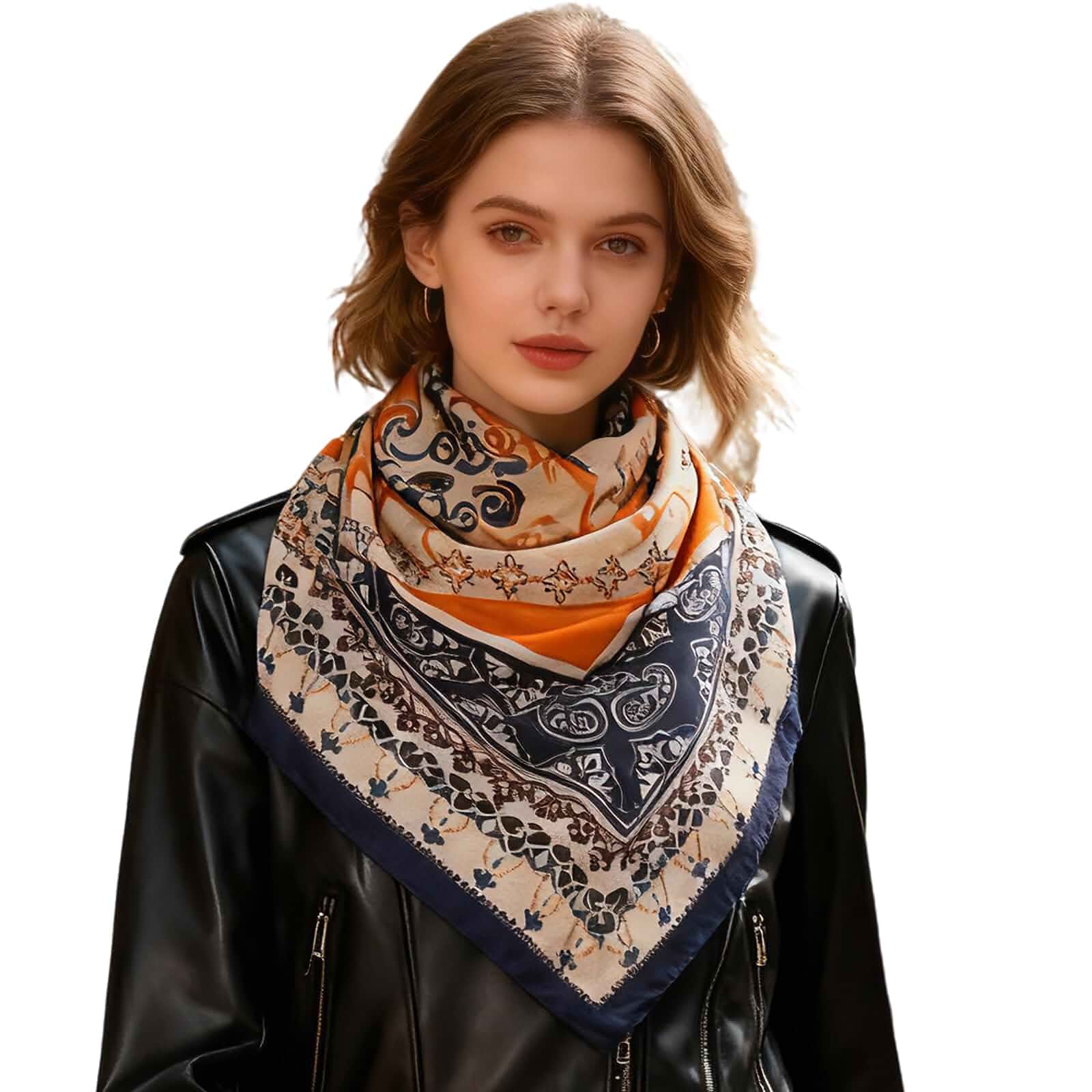35" Head Scarf Large Square Scarf Like Cotton Hairscarf Fashion Scarves Bandana Night Sleeping Wraps for Women B01 Paisley