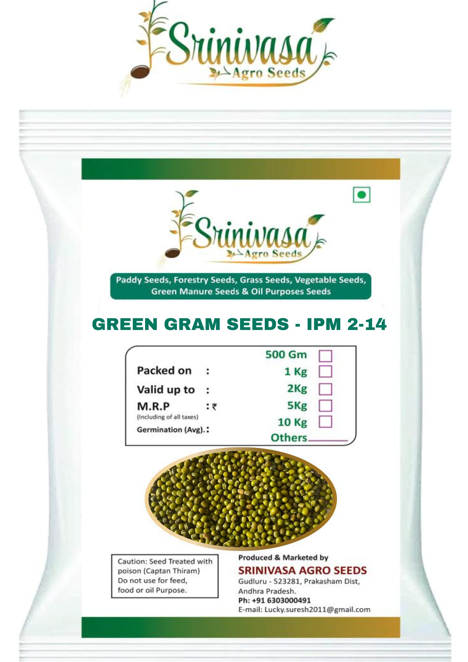 Srinivasa Agro Seeds Green Gram Seed | Natural Green Bean Seeds for Farming (2 Kg) (B0C2HFX964) Amazon Price History, Amazon Price Tracker