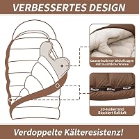 QEZER Ultrakönnyű Pehelytöltetű Hálózsák 660FP - Múmia Alakú, 3 Évszakos, -10°C Komfort, Kávébarna, Kempingezéshez, Túrázáshoz, Felnőtteknek 7