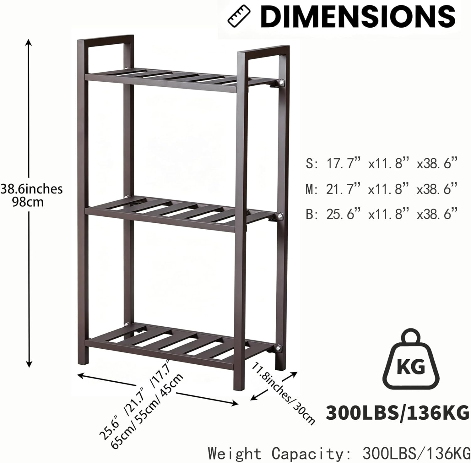 3-Tier Aluminum Plant Stand, Lightweight Heavy-Duty Plant Shelf, Waterproof Rustproof Multi-Use Storage Rack for Indoor Outdoor, Patio Garden Balcony Bathroom Organizer