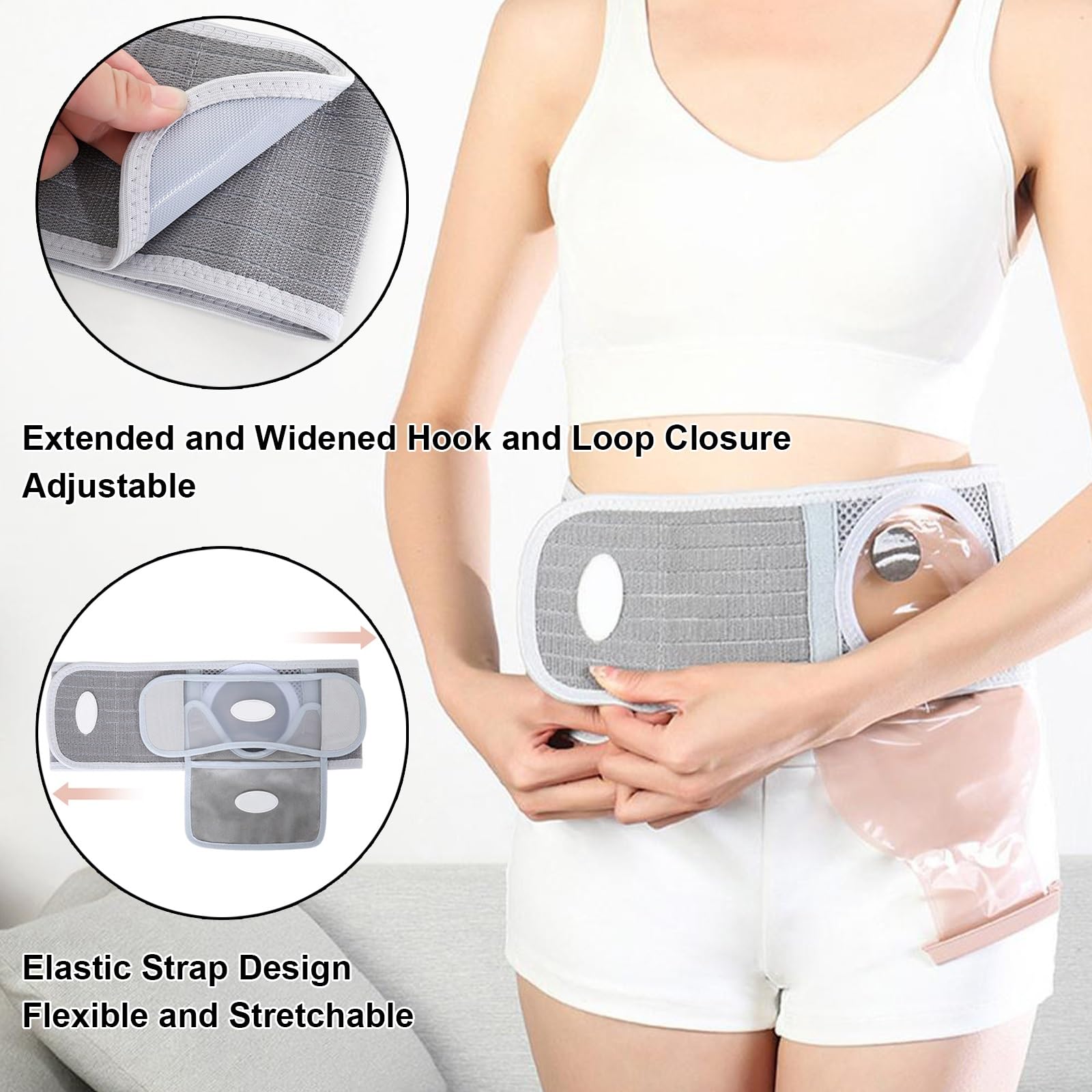 Stoma Gürtel, Verstellbarer Stoma Bandage, Atmungsaktiver Stomagürtel für Die Zeit Nach Der Operation Schützt Stomabeutel, Die Blendenöffnung Ist Verstellbar (4-9 Cm)(Medium)
