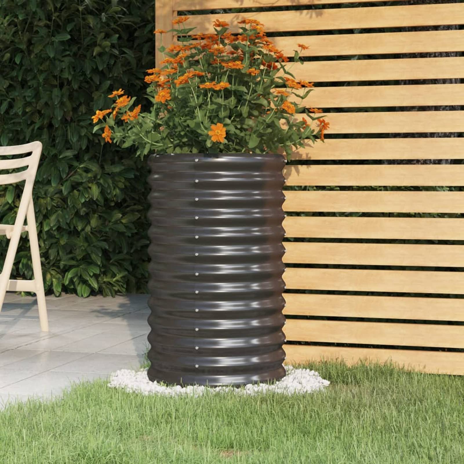 IKAYAA Raised Beds for Garden Metal Raised Bed Galvanised Steel Outdoor Planters Garden Planter for Herb Growing Fruits Flower -anthracite-40 x 40 x 68 cm