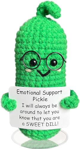 MHRYEZ Apoyo emocional Pickle Crochet regalos divertidos, adornos de muñeca de punto, divertido juguete de pepino para reducir la presión, cosas