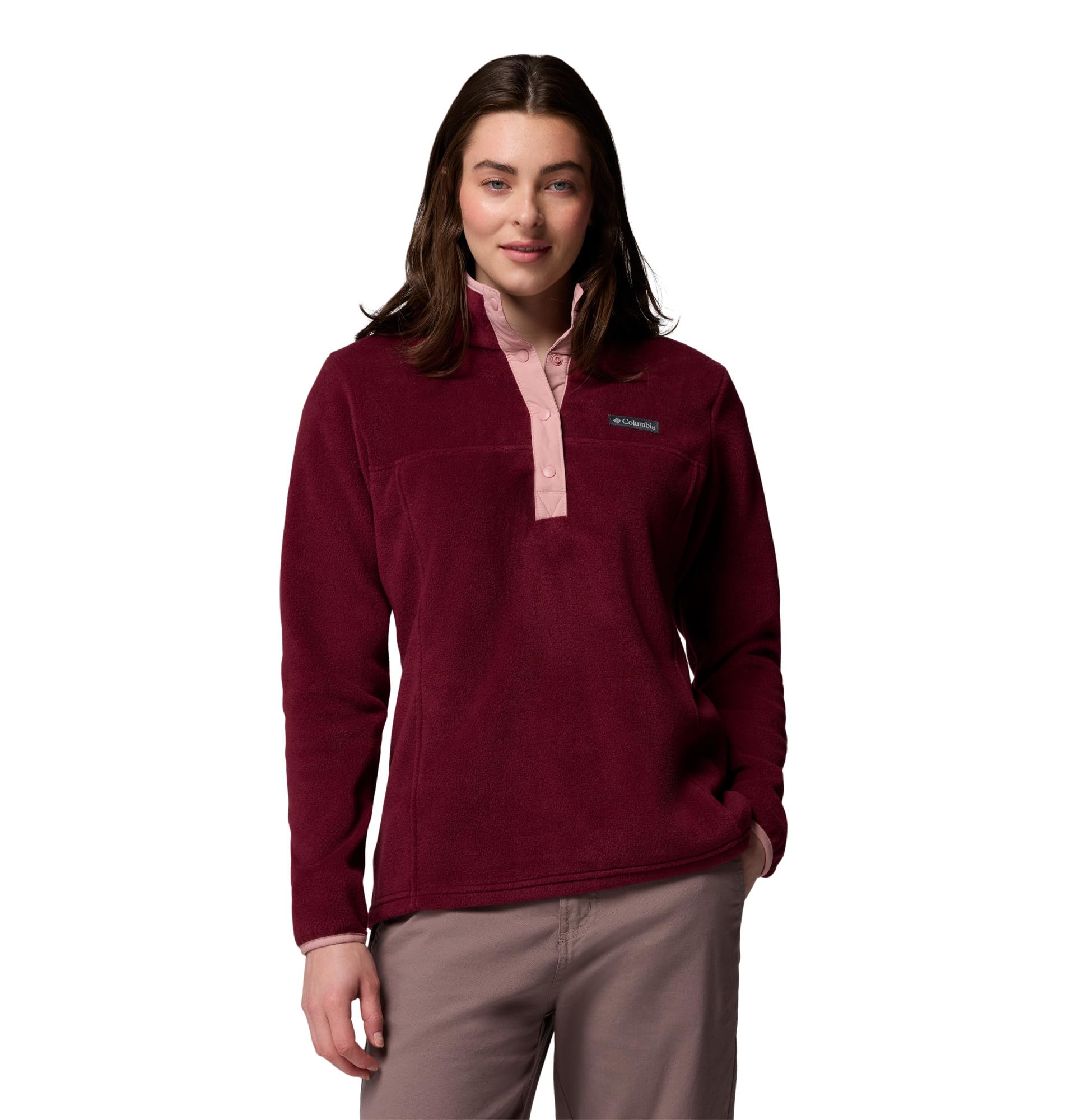 Columbia Sportswear Women's Red Columbia - Benton Springs™ Half Snap Pullover - Rich Wine, Eraser Pink Xxl