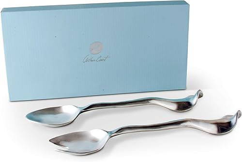 Miniatura 4 de Arthur Court Moderna cuchara de aluminio para servir ensalada y tenedor de ensalada, juego de servidores de ensalada Carmel Collection 11 pulgadas