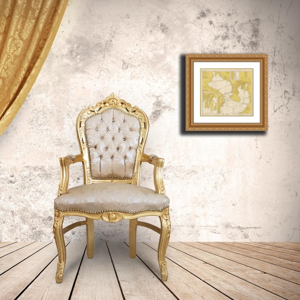 ArtDirect Nautical Chart - Tampa Bay - Northern Part ca. 1975 - Sepia Tinted Framed Art Print Giclee Print or Canvas Options with Various Sizes and Custom by NOAA Historical Map and Chart Collection