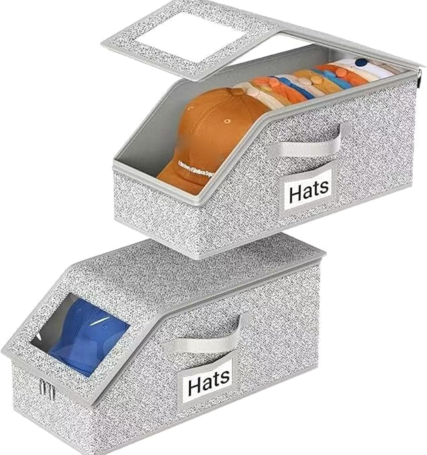 ljhnba Hat Protector Case with Zippered Closure Stackable Design Storage Box for Caps Sports Accessories Display Stackable Caps Storage Box