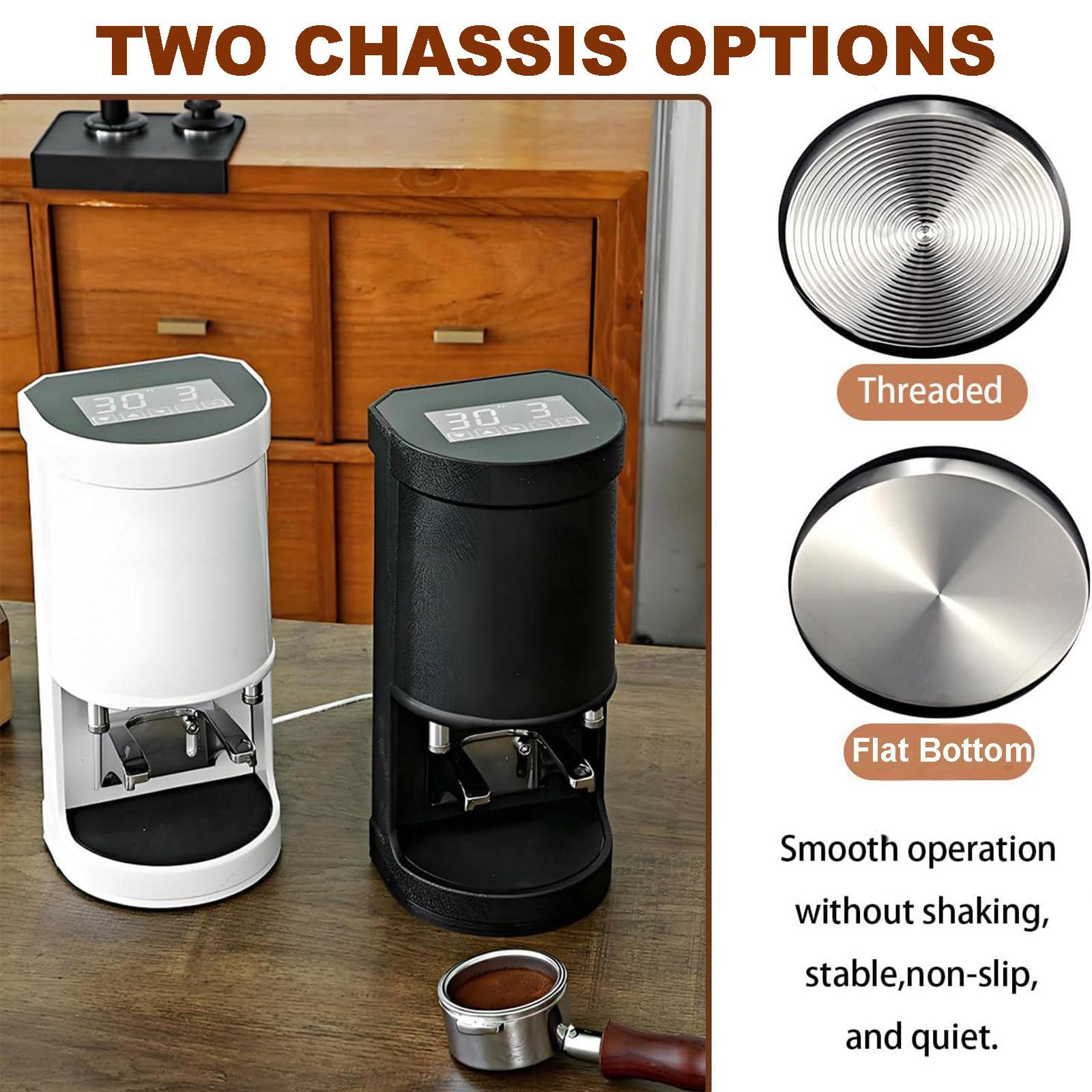 Prensador Automático de Café, Prensador Eléctrico Profesional de 58 mm, Prensador de Espresso para Baristas, Prensadores Automáticos Profesionales para Espresso. Black-Threaded