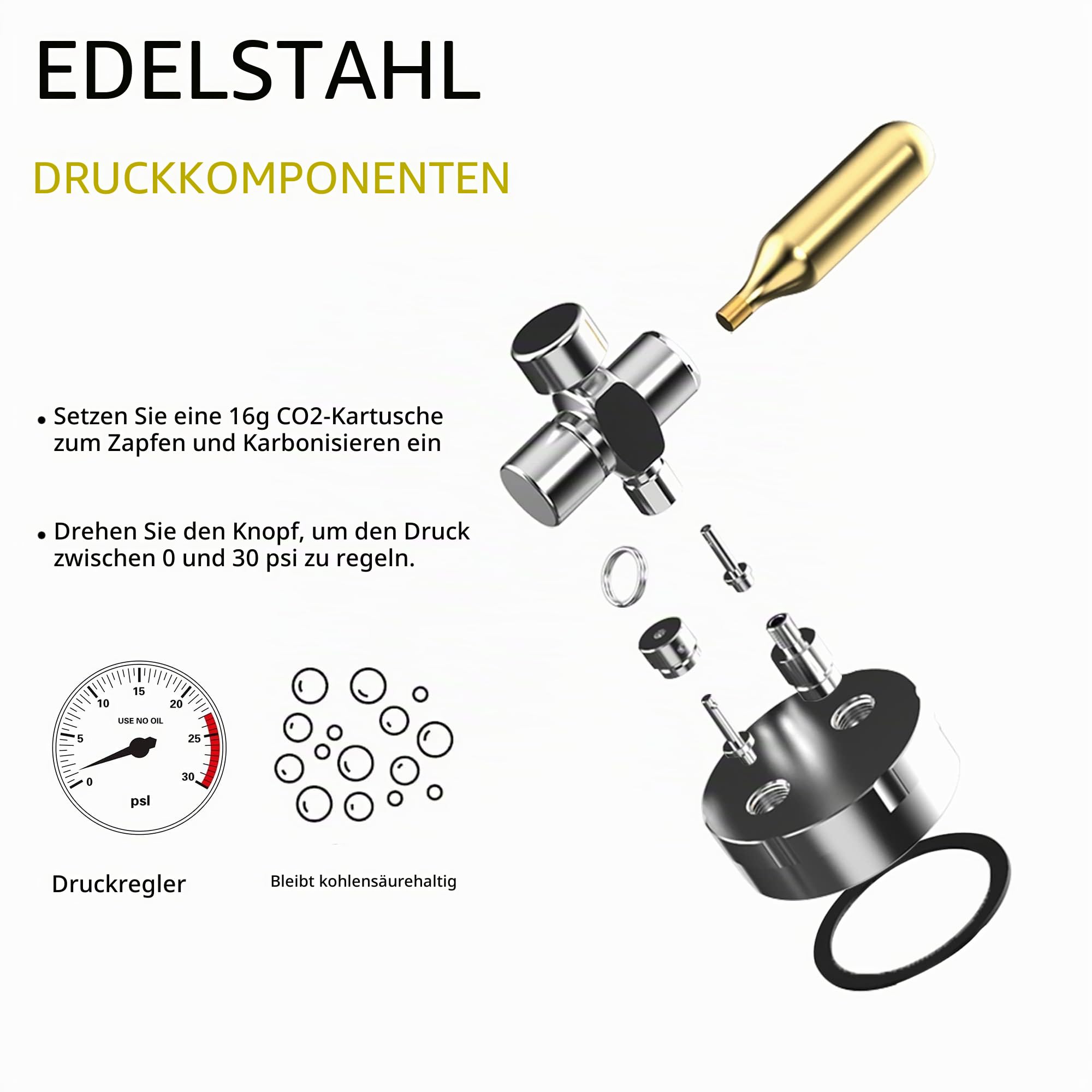 TMCRAFT Doppelwandiger Bierfass Growler, Druck-Bierspender-System mit abnehmbarem Fassspeer, hält frisch und kohlensäurehaltig für Bastel-Bierzug/Homebrew