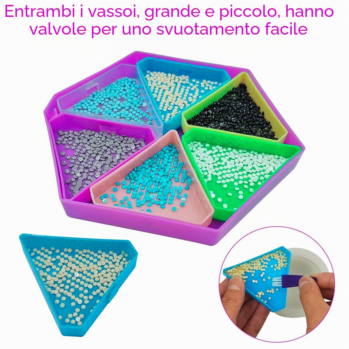 SENHAI Kit di 32 vassoi per pittura a diamante, punte in acciaio inox e plastica, penne diamantate, accessori per pittura con diamanti, organizer per pittura fai da te