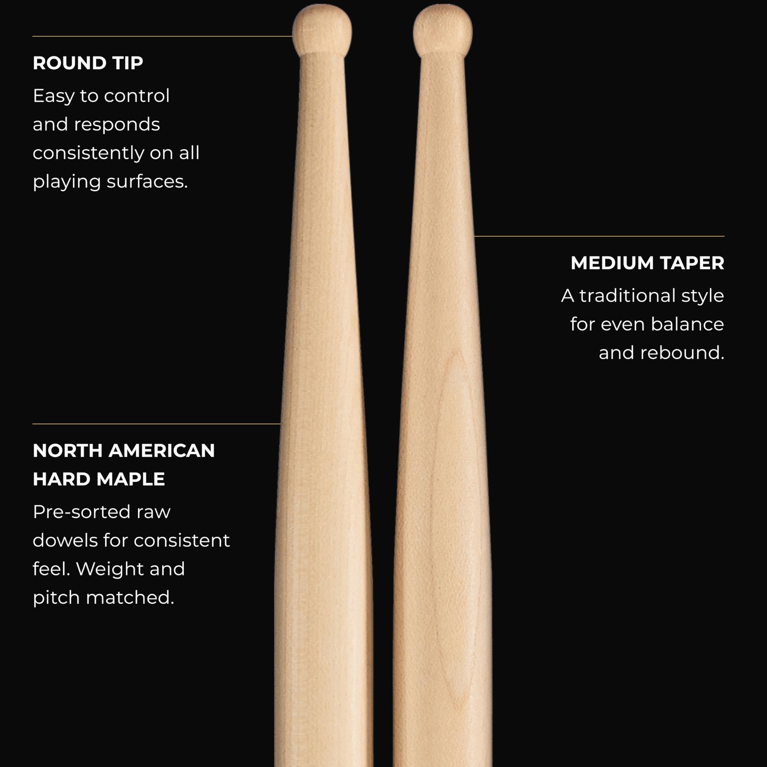 Bacchette Per Batteria Meinl SD1 - Acero Nordamericano, Punta Rotonda, Lunghezza 40cm, Made In Germany - Foto 2