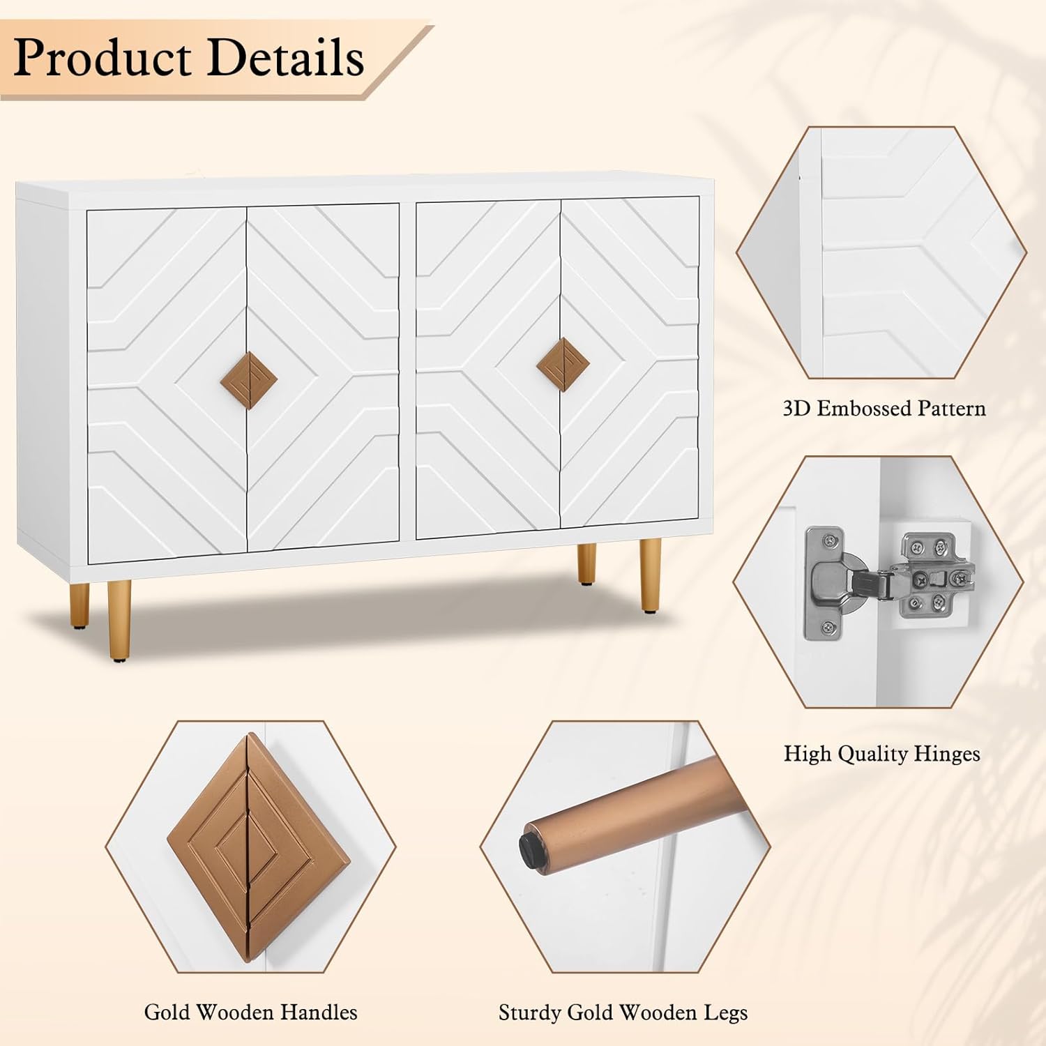 HOLTICO Sideboard with 4 Doors and Shelves, Buffet Table Storage Cabinet Morden Kitchen Cupboard for Kitchen, Living Room, Dining Room, Hallway,White 4 71VUvBZMY7L. AC SL1500