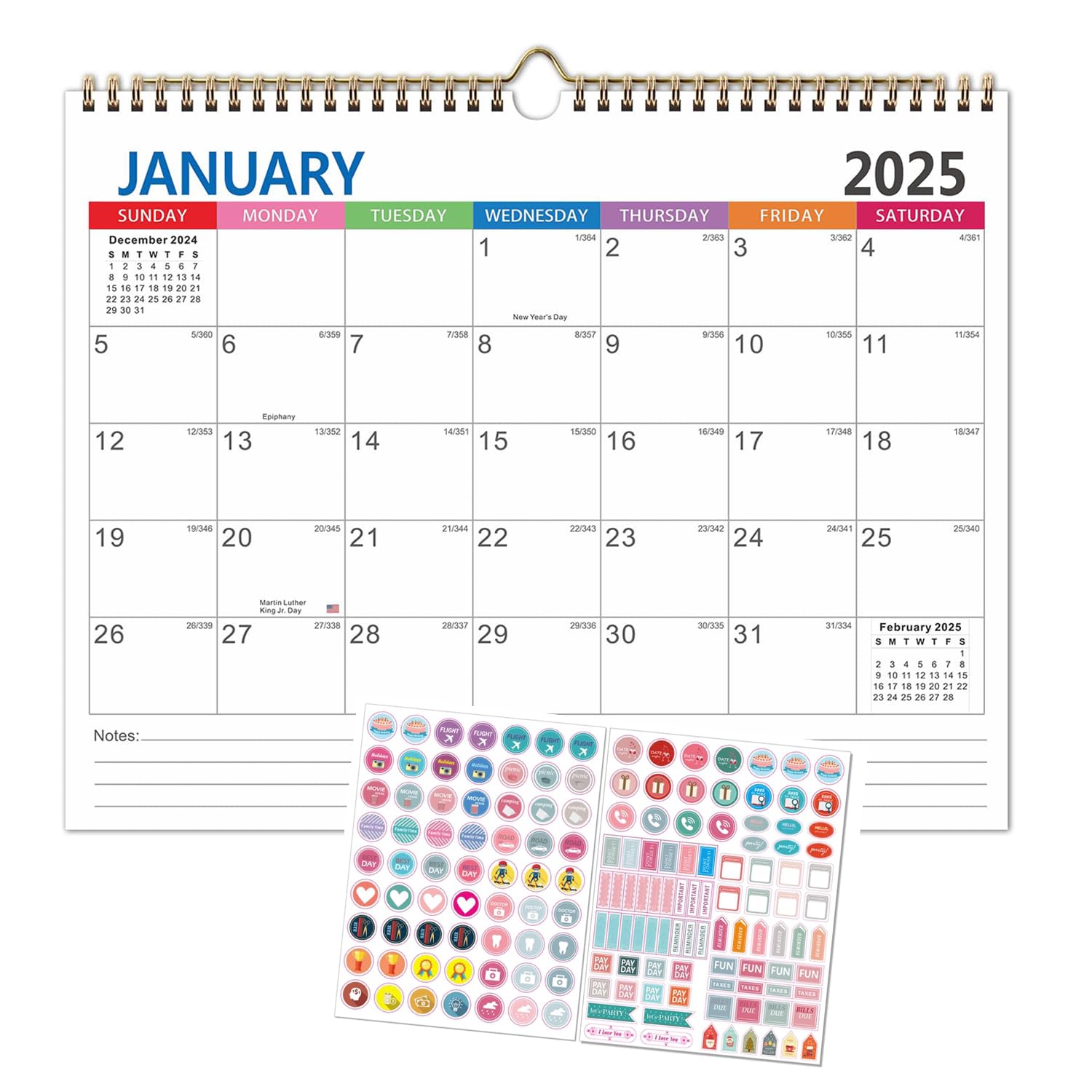 PINKE 2025-2026 Calendar - Desk Calendar 2025-2026, 18-Month Desk/Wall Calendar, Jan. 2025 -Jun. 2026, 14.8" x 11.5"with Thick Paper for Planning and Organizing for Home or Office (white)