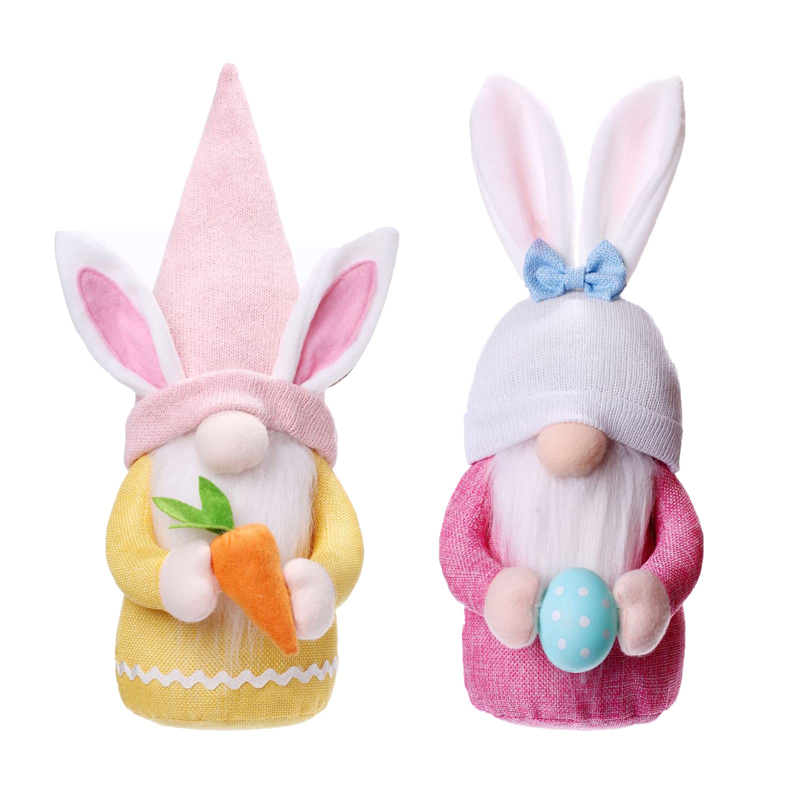 Lightton2Pcs Easter Decorations，Handmade Spring Easter Gnomes Plush Doll Easter Bunny Gnomes Decor, Cute Easter Faceless Dwarf Bunny for Household Ornaments