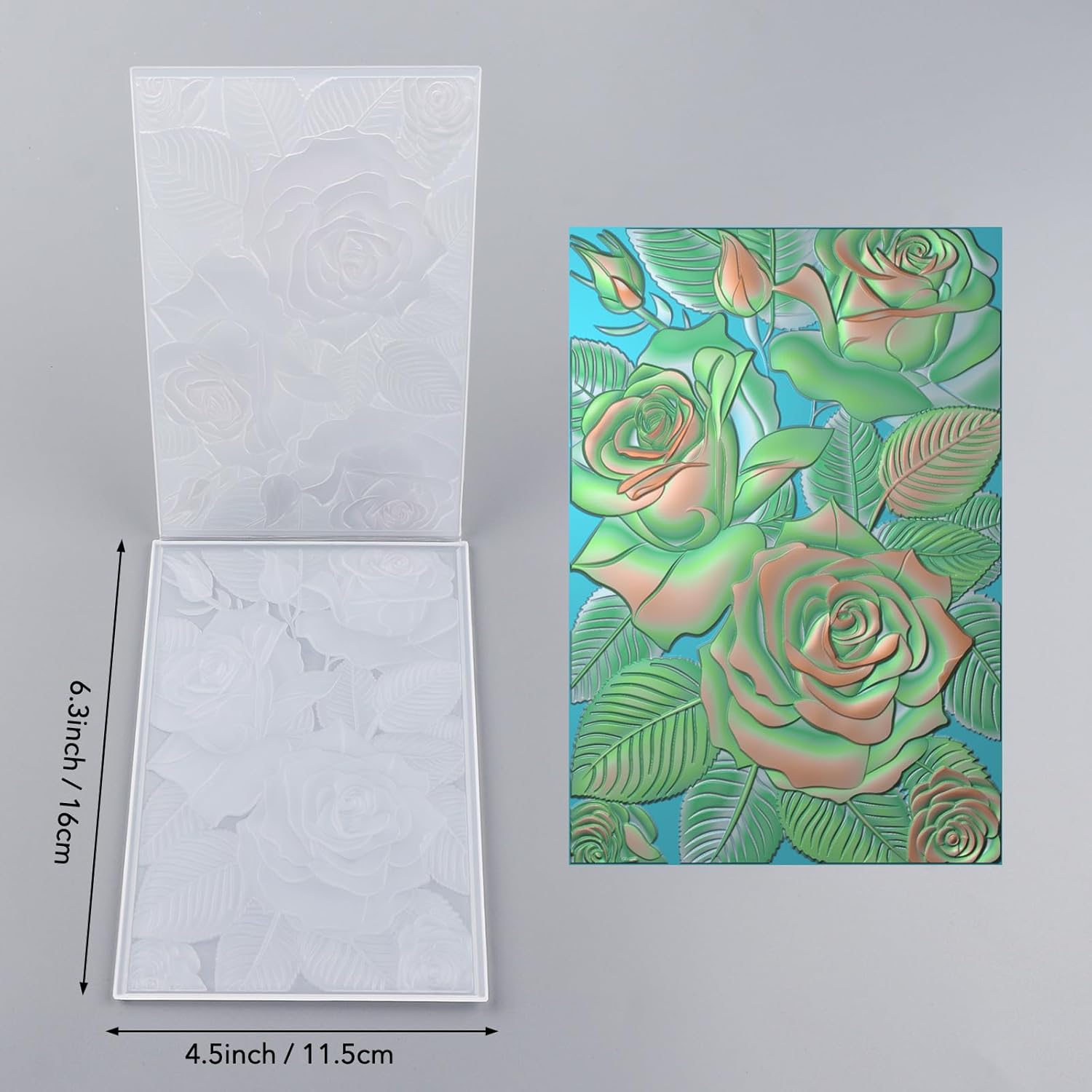 OTCRAFT 3D Plastic Embossing Folders Rose for DIY Scrapbooking Photo Album Card Paper Craft Decoration for Card Making,Embossing Template Paper Card 6.3" L x 4.5" W Embossing Stencil