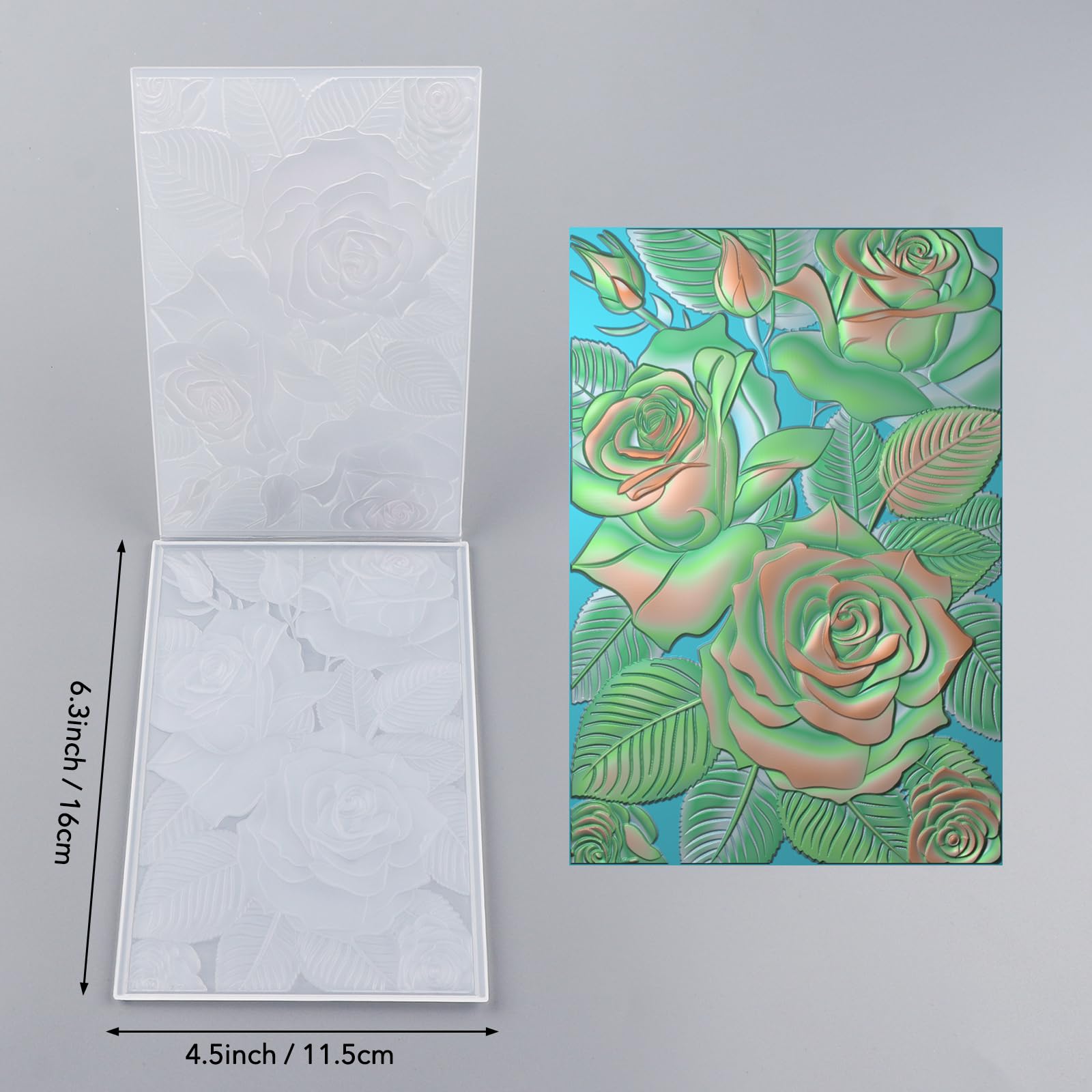 OTCRAFT 3D Plastic Embossing Folders Rose for DIY Scrapbooking Photo Album Card Paper Craft Decoration for Card Making,Embossing Template Paper Card 6.3" L x 4.5" W Embossing Stencil - Image 2