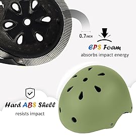 Kids Bike Helmet, Adjustable and Multi-Sport, from Toddler to Youth, 3 Sizes (Olive)