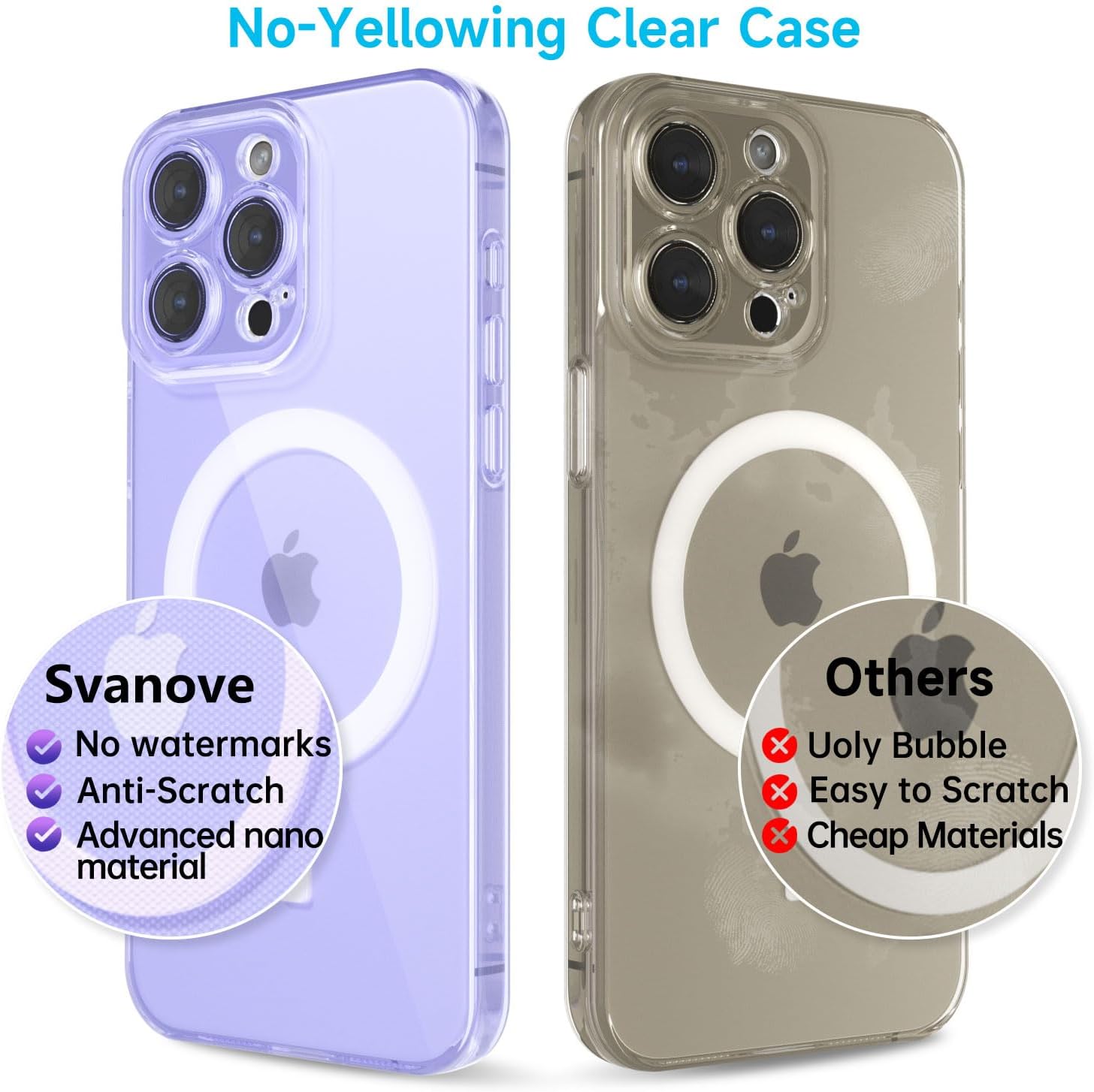 for iPhone 16 Pro Case Clear Compatible with Magsafe Silicone, Transparent Thin Magnetic Mag Safe Case Cute, Girly Aesthetic Trendy Slim Hard Camera Cover Protection, Purple Lavender Lilac - Image 5