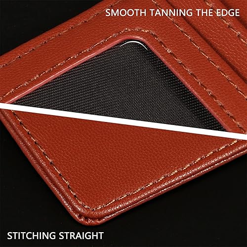 Miniatura 6 de Cartera delgada con bloqueo RFID para tarjetas, cartera minimalista de cuero con bolsillo frontal para mujer Slim, RFID Blocking, Minimalist, Front