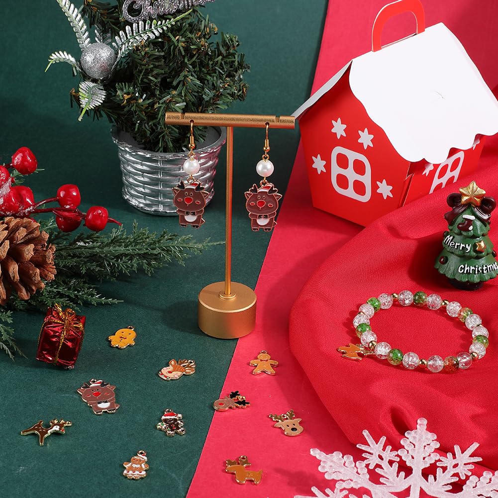 SUNNYCLUE 1 Box 40Pcs 10 Styles Enamel Christmas Charms Metal Holiday Charm Bulk Assorted Metal Alloy Xmas Snowman Gingerbread Man Biscuits Charm for Jewellery Making Charms Earring DIY Crafts - Image 4