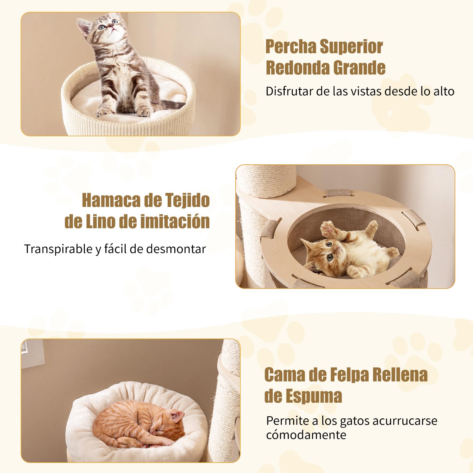 COSTWAY Árbol para Gatos de 154 cm, Rascador para Gatos con Condominio de 2 Pisos, Percha Superior, Postes Rascadores de Sisal, Alfombra de Sisal, Hamaca, Pelotas Colgantes, Cama Extraíble