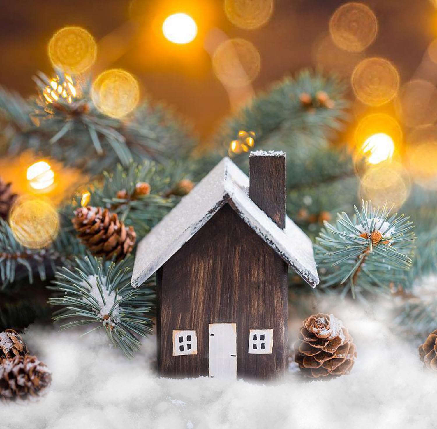 Christmas Fake Snow Decor, 5.29 oz Fluffy Artificial Snow, Fiber Cotton Fake Winter Snow, Flame Resistant Indoor Blankets Snow for Xmas Tree, Stuffing Snow Covering for Mantle, Village Display, Craft