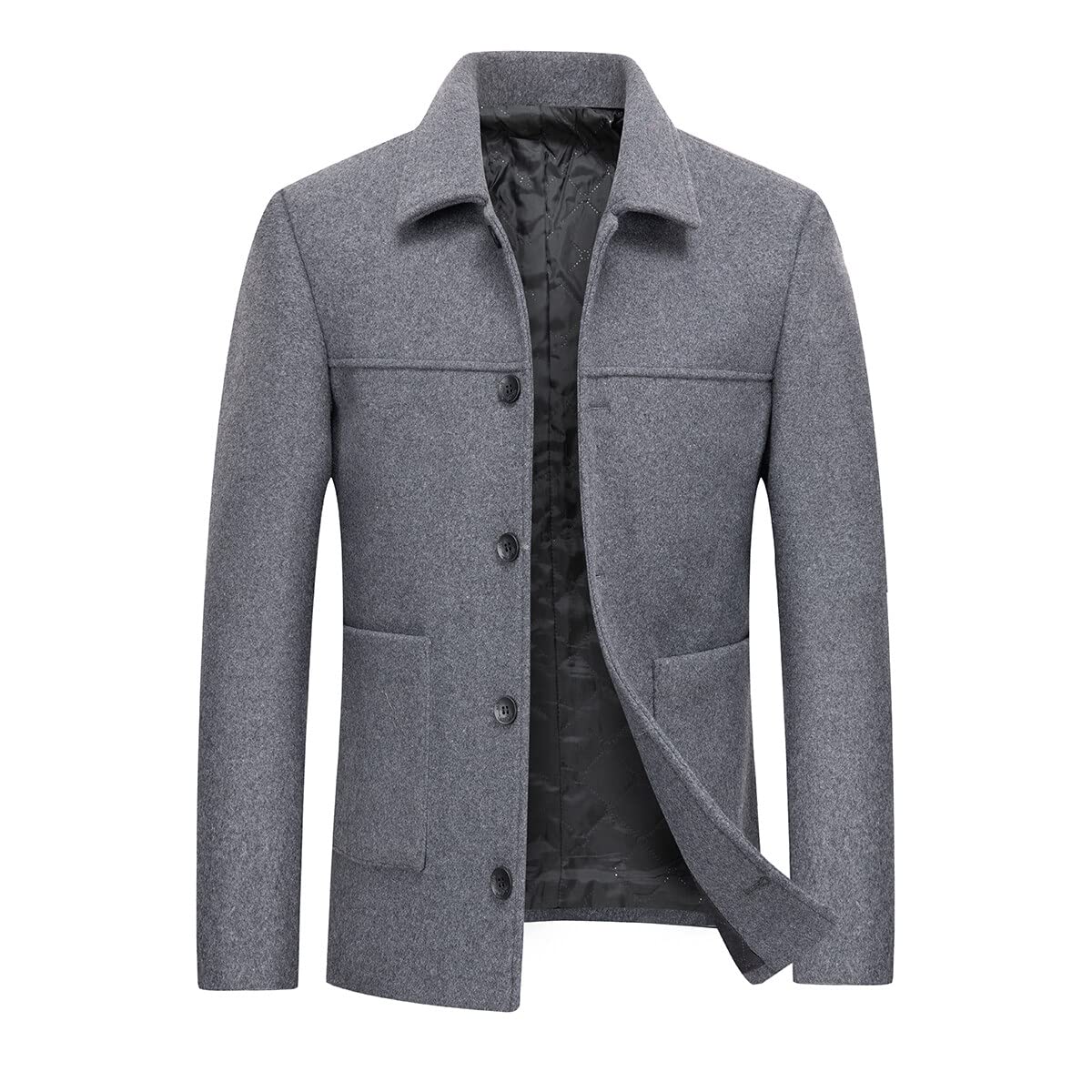YOUTHUP Cappotto da Uomo in Lana Corto e Sspesso Elegante Cappotto Invernale Caldo