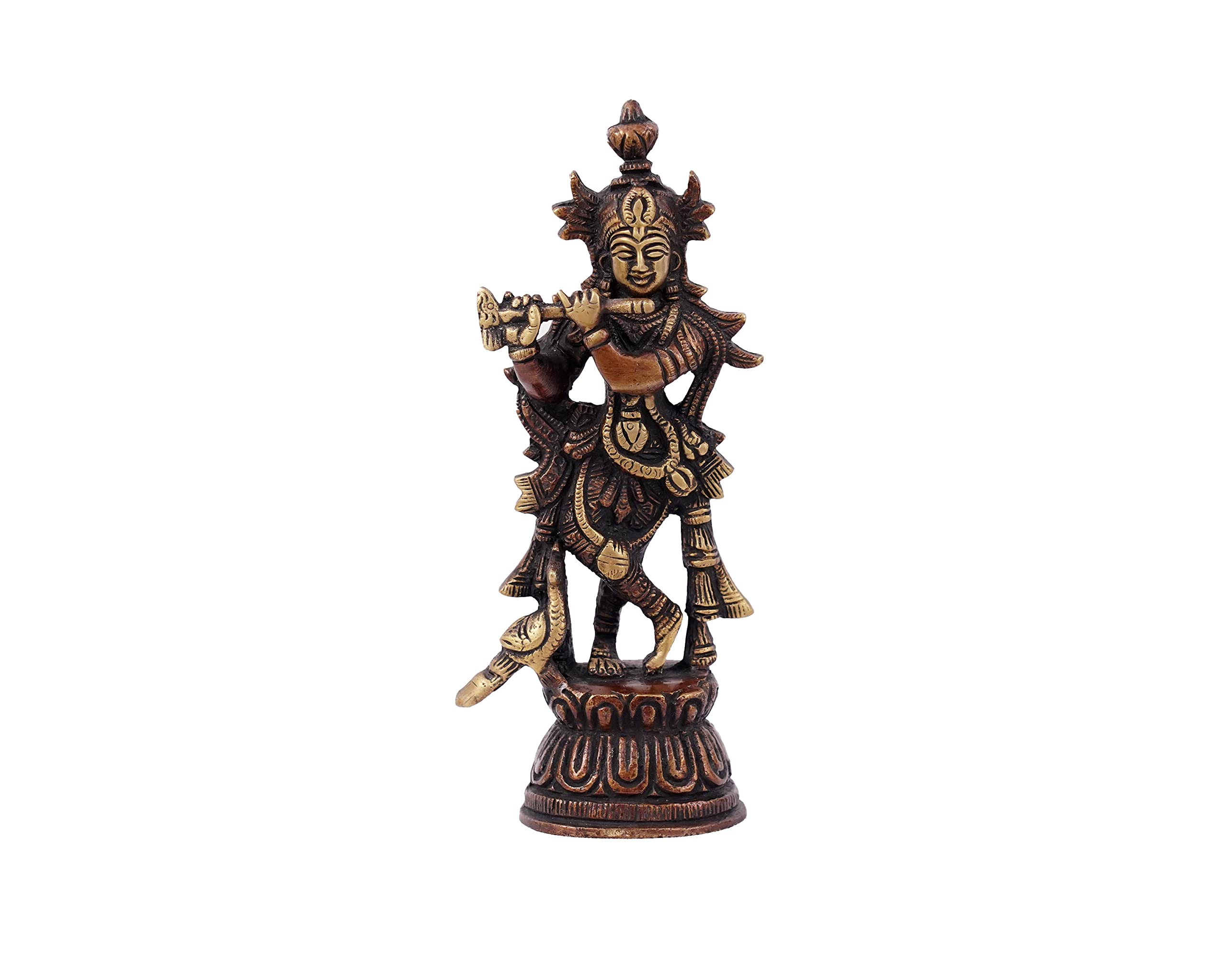 Shree Hari Krishna Brass Statue for Home Puja, Mandirs, Office, Gifts, by Pooja Bazar 2 X 6.5 X 2 Inches