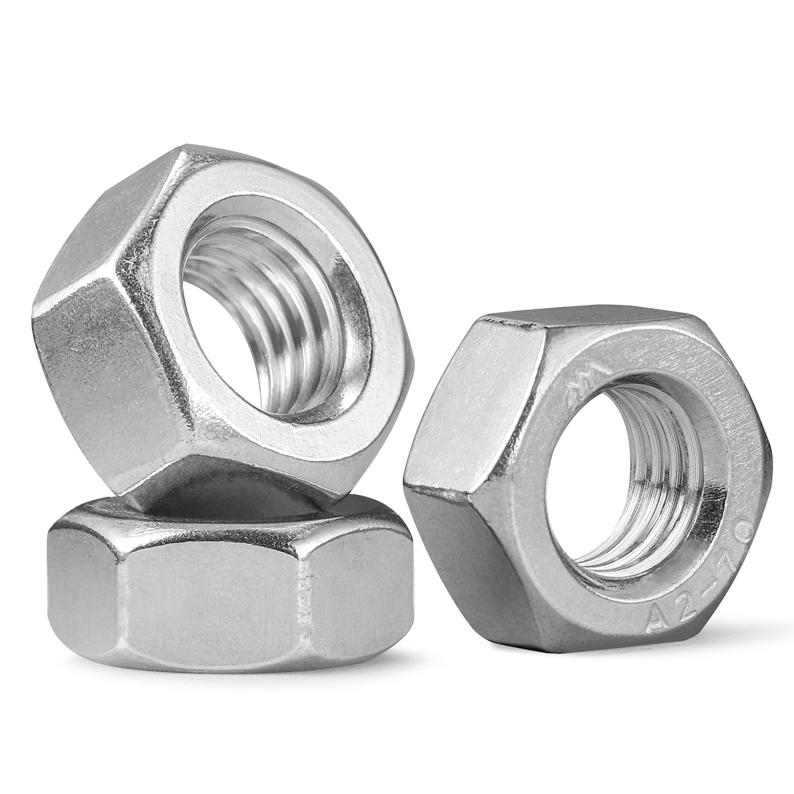 BNUOK 50 Pack M8-1.25 Hex Nuts, Stainless Steel 304 (18-8) Hex Nut, M8 Nuts Standard Metric Coarse Thread Hex Machine Screw Nuts