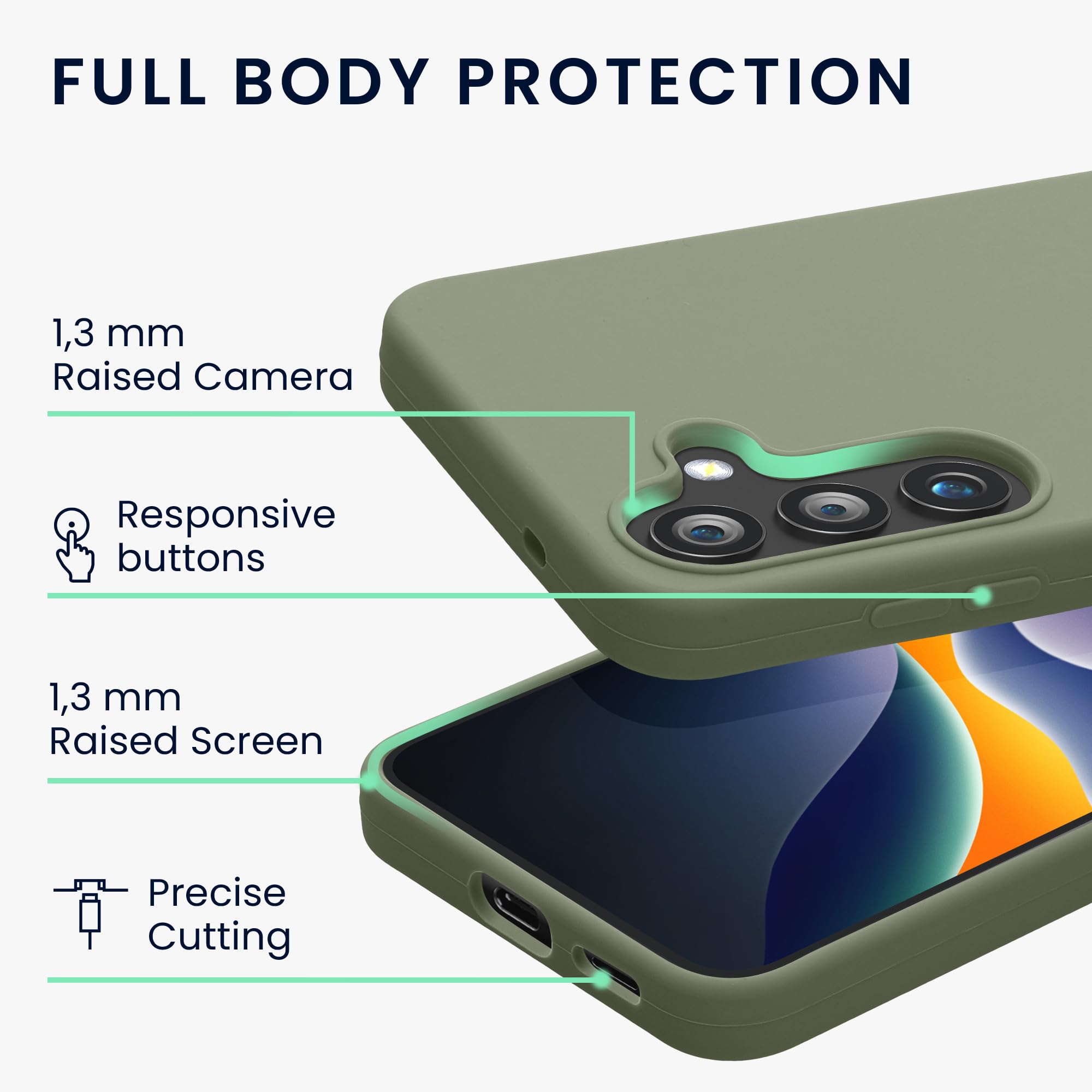 kwmobile Etui na telefon kompatybilne z Samsung Galaxy S25 Case - miękkie etui na smartfon - Back Cover w kolorze szaro-zielonym