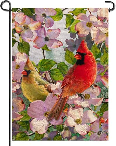Artofy Cardinal Spring Home Decorative Garden Flag, House Yard Lawn