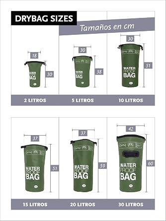 DonDon Dry Bag Waterproof Bag 2L, 5L, 10L, 15L, 20L, 30L with Shoulder Strap