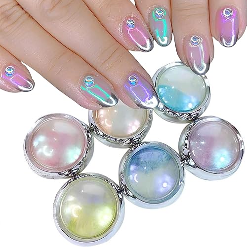 Miniatura 5 de 6 colores para arte de uñas Gliiter holográfico en copos de uñas para arte de uñas, polvo de uñas reflectante con purpurina para mujeres y niñas